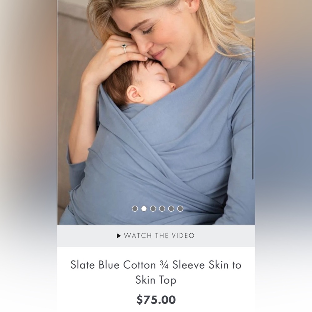 Seraphine Slate Blue Wrap-Front 3/4 Sleeve Babywearing Top